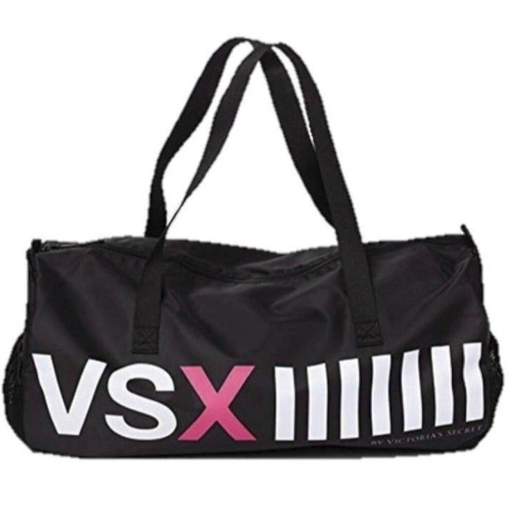 Victoria's Secret Sport Lightweight black nylon Duffle gym field trip bag NWT
